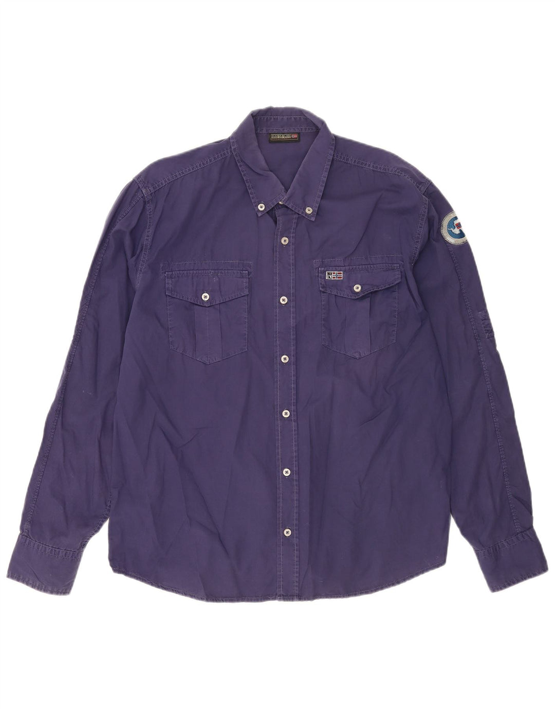 NAPAPIJRI Мужская рубашка XL из хлопка темно-синего цвета