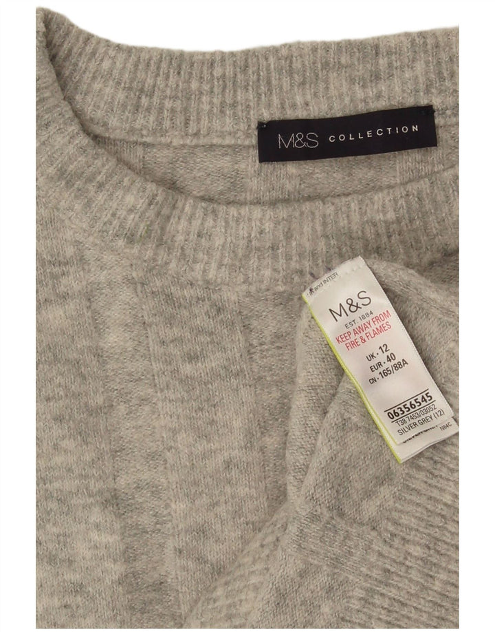 Женский джемпер с круглым вырезом Marks & Spencer UK 12, средний серый в крапинку