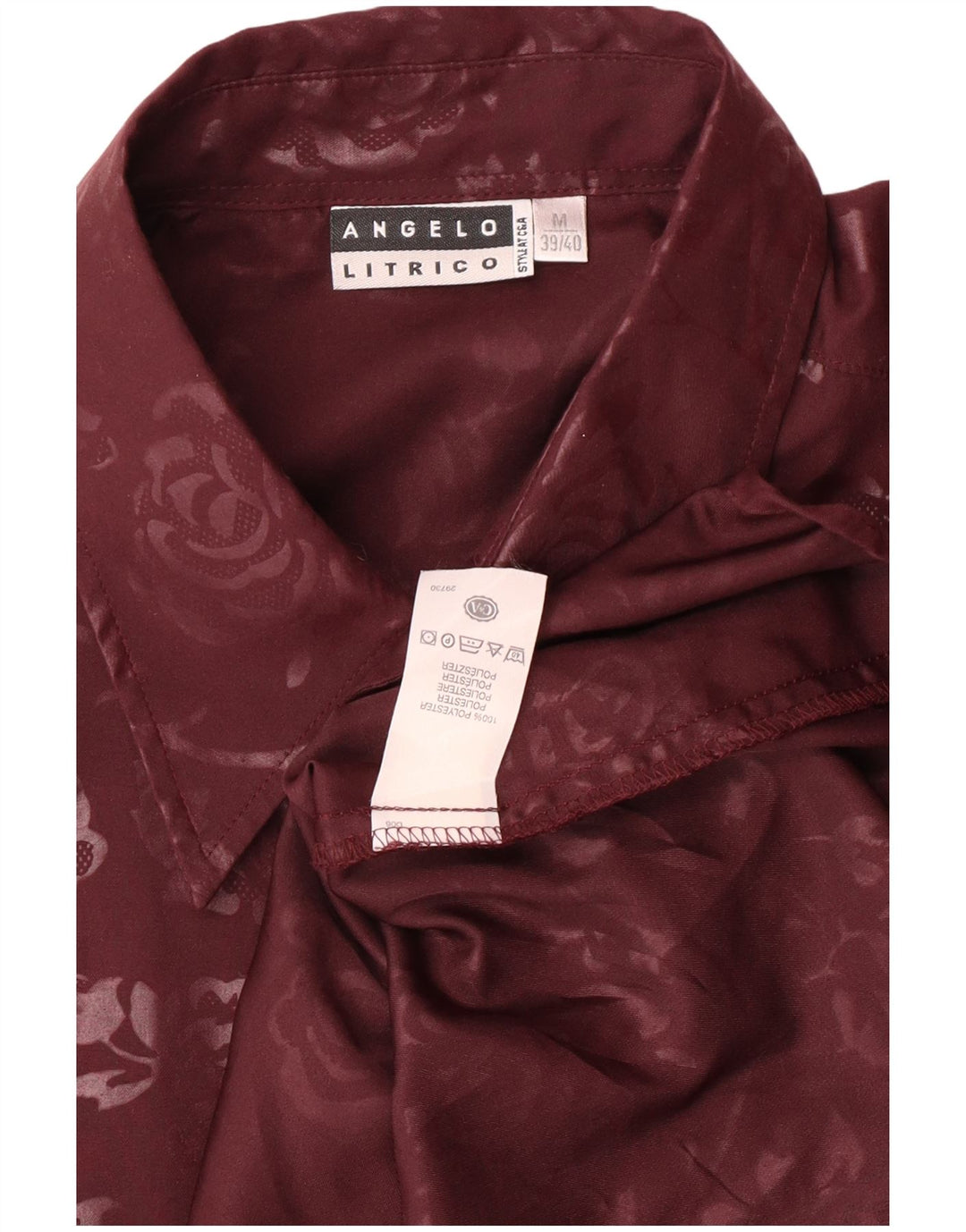 Мужская рубашка с коротким рукавом Angelo Litrico, размер 39/40, средний бордовый с цветочным принтом