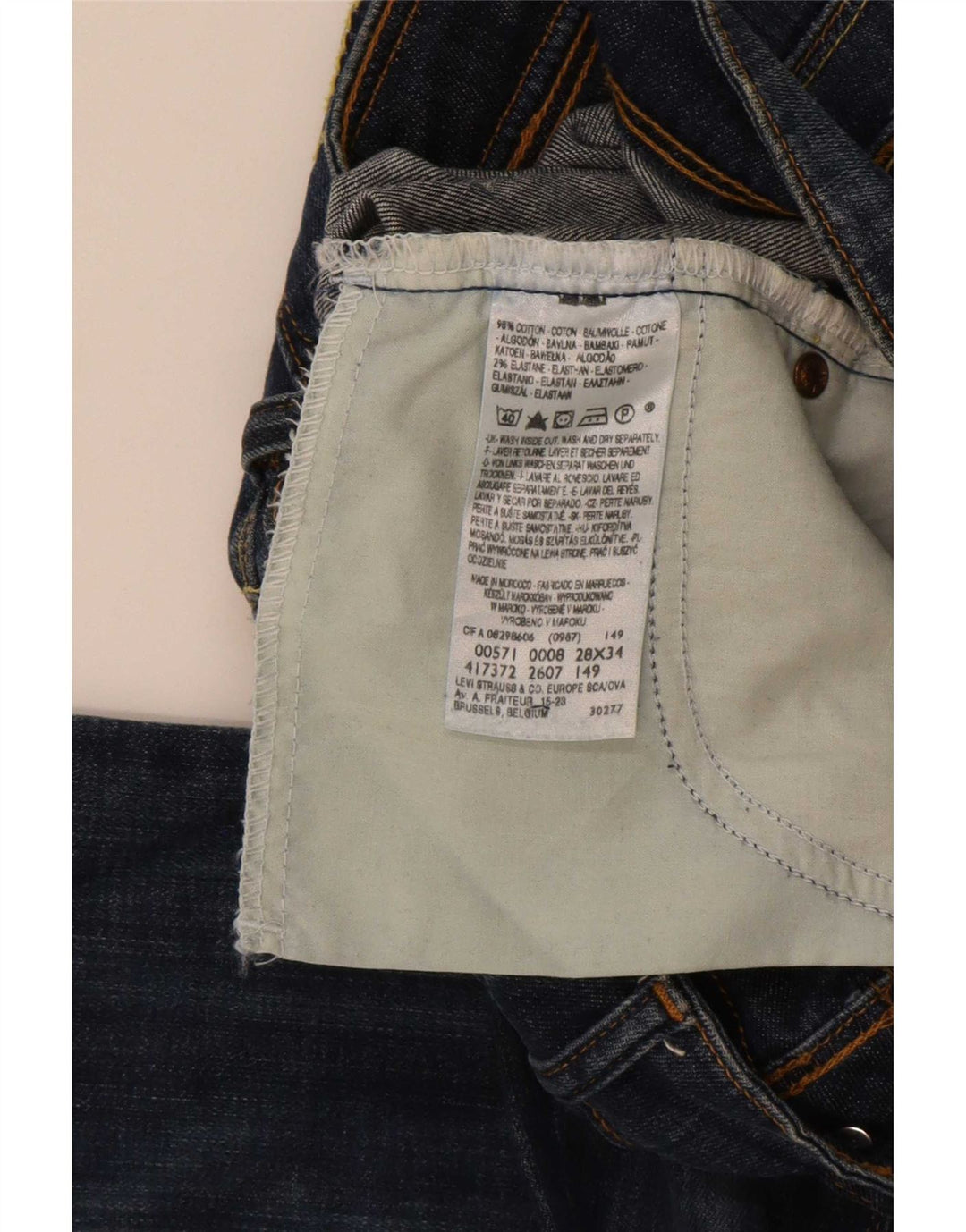 Женские джинсы Levi's 571 Slim W28 L34 Темно-синие, хлопок