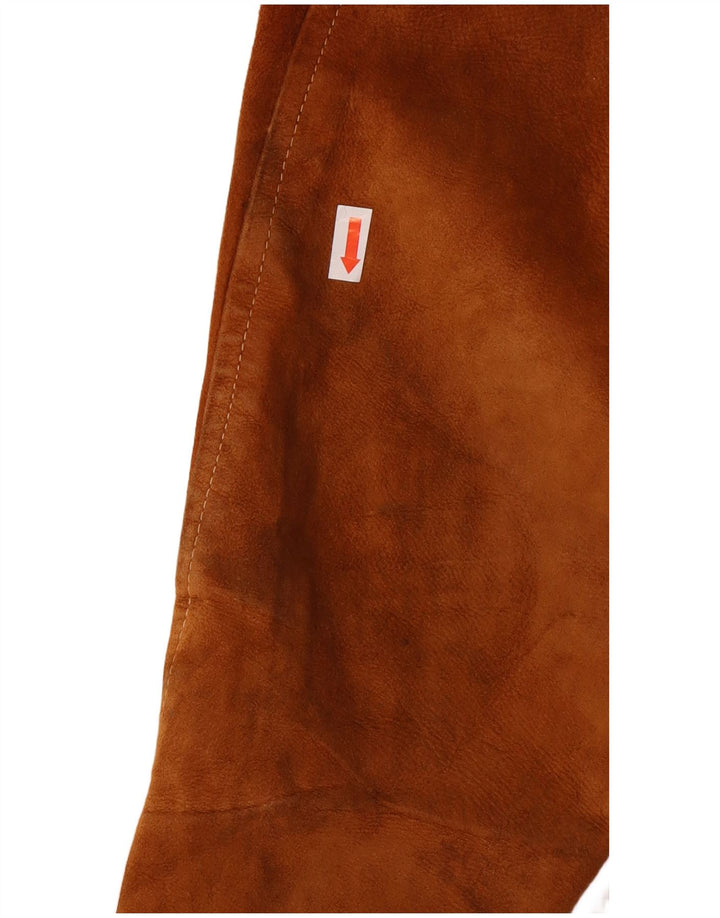 Мужской замшевый бомбер ESSEBI UK 40, большой, коричневый кожаный