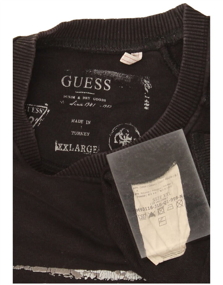 Мужской свитшот Guess с графическим рисунком 2XL, черный хлопок