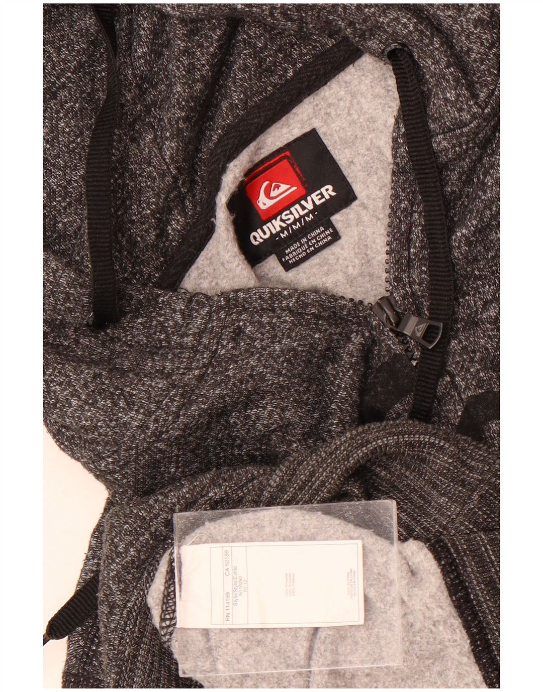 Quiksilver Мужской свитер с капюшоном и молнией с графическим рисунком, средний серый полиэстер