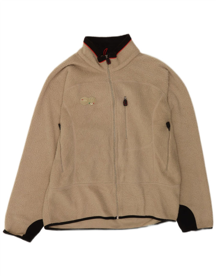 Мужская флисовая куртка Fila UK 40, большая, бежевая, полиэстер с цветными блоками