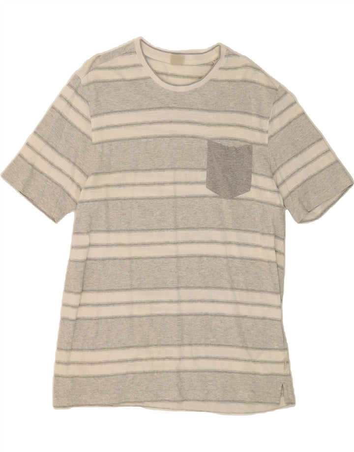 BUGATTI Mens T-Shirt Top XL Grey Striped Cotton Vintage Bugatti and Second-Hand Bugatti from Messina Hembry 