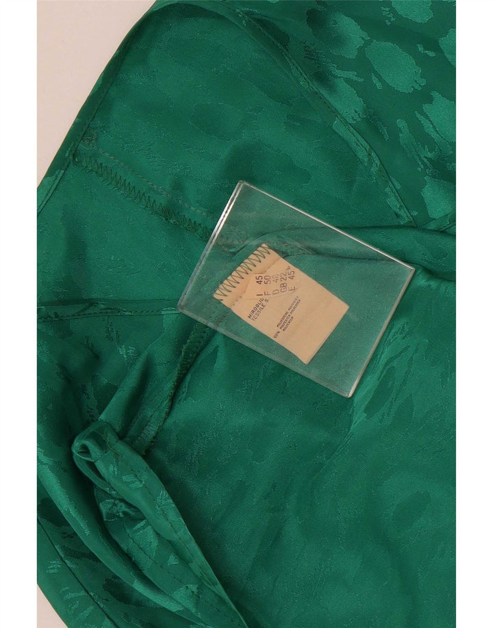 Винтажная женская блузка, топ, Великобритания, 22, 2XL, зеленый полиэстер в крапинку