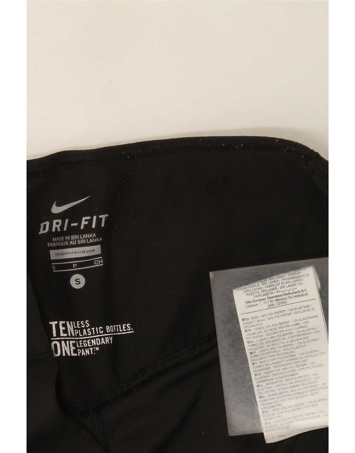 Женские леггинсы-капри Nike Dri Fit UK 8, маленькие черные из полиэстера