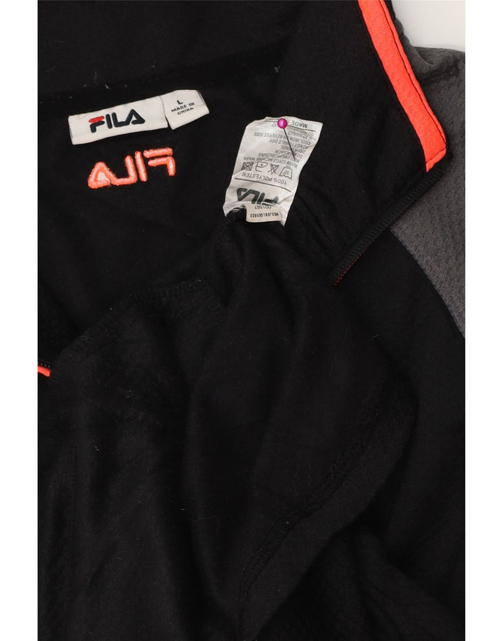 Мужской спортивный костюм FILA, верхняя куртка, большой черный полиэстер с цветными блоками