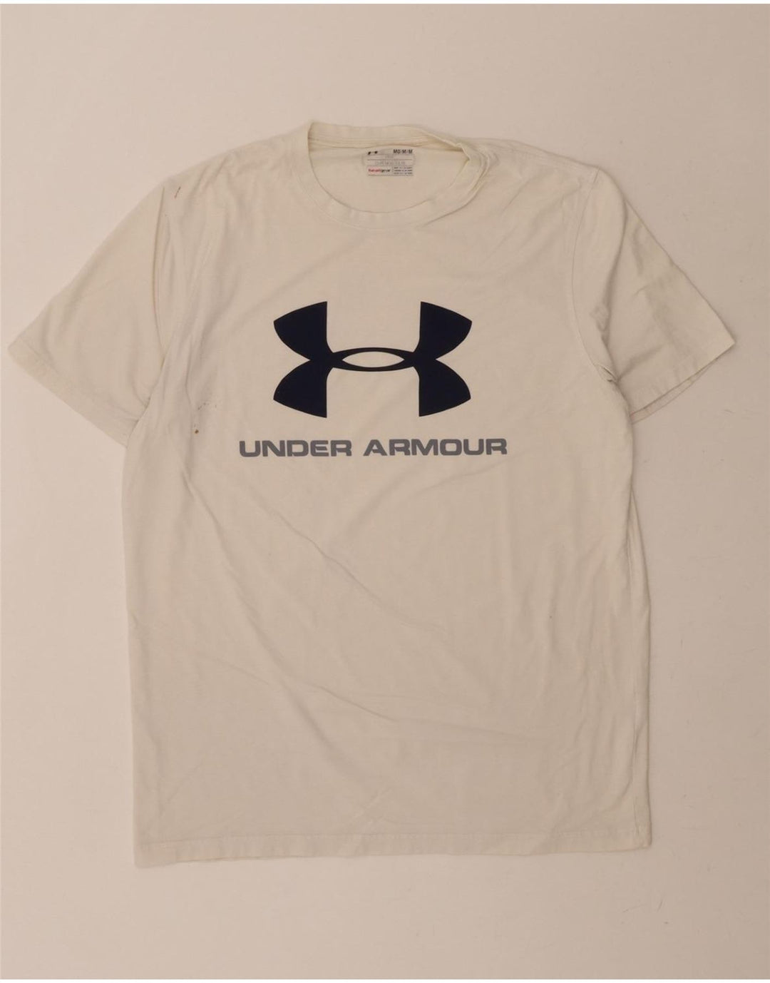 UNDER ARMOUR Mens Heat Gear Graphic T-Shirt Top Medium White Vintage Under Armour and Second-Hand Under Armour from Messina Hembry 