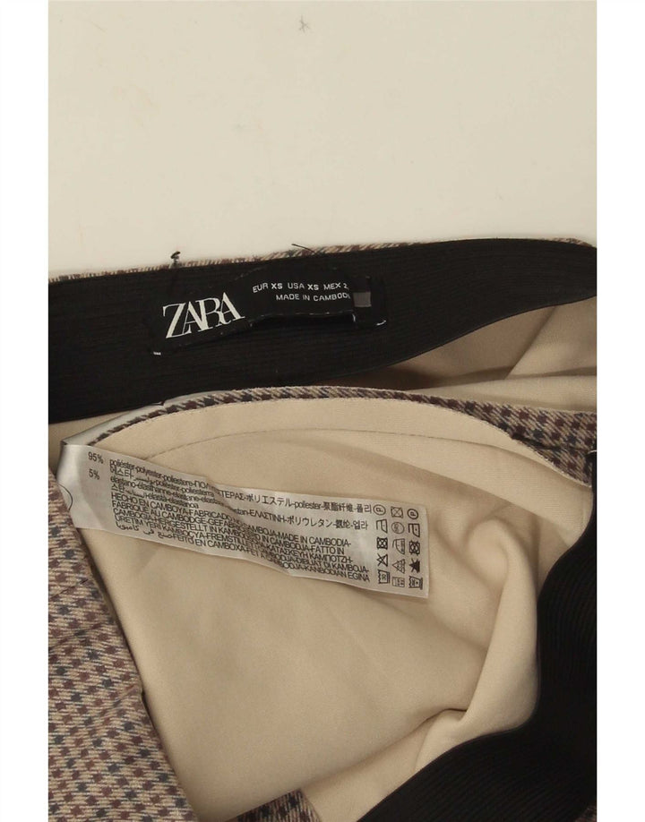Женские леггинсы Zara UK 4 XS, серые, полиэстер с узором "гусиные лапки"