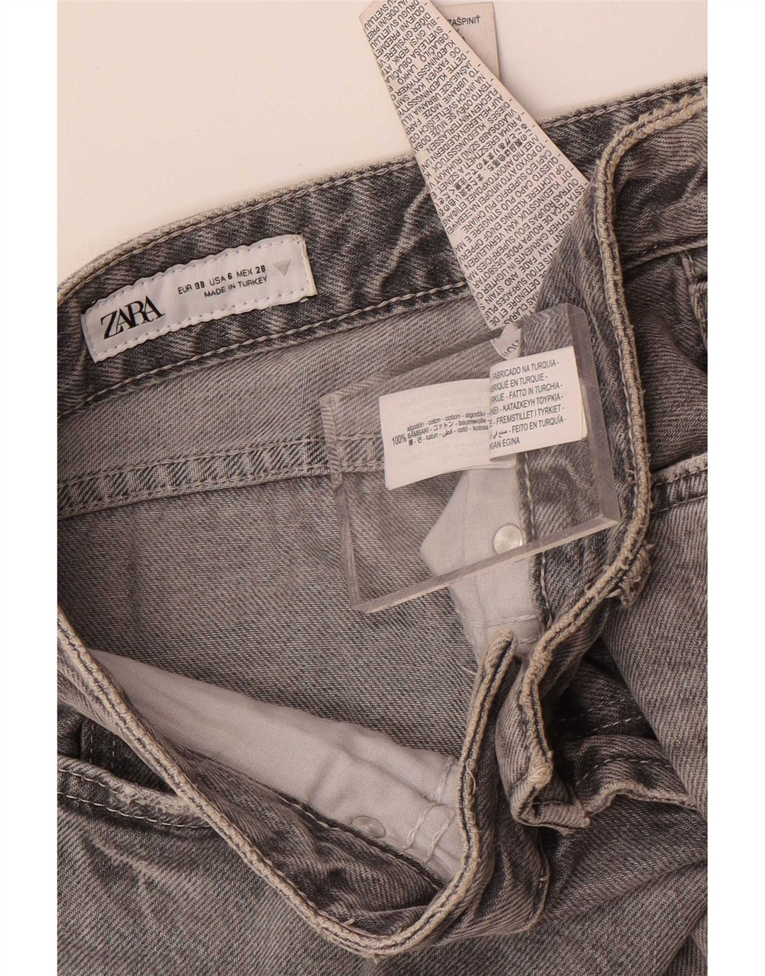 Женские прямые джинсы Zara EU 38, маленькие W28 L34, серый хлопок