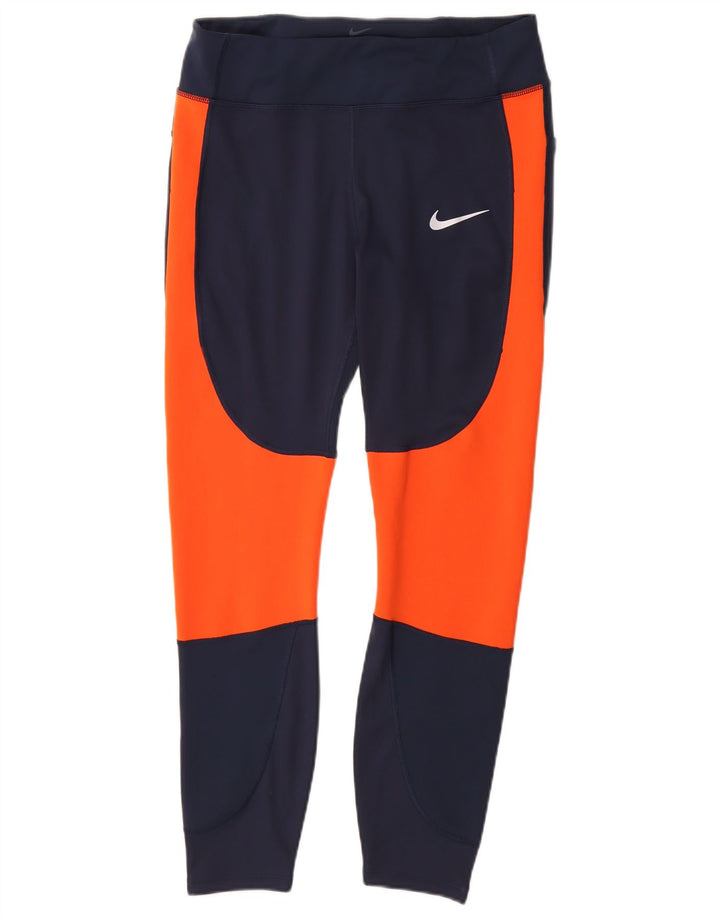 Женские леггинсы Nike UK 14, большие темно-синие, полиэстер с цветными блоками
