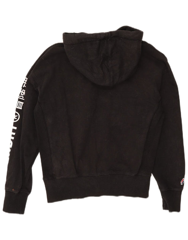 Женский джемпер с капюшоном Superdry UK 12, средний черный, хлопок