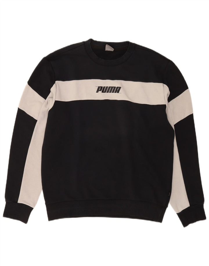 Мужской свитер Puma, джемпер, средний черный, хлопок с цветными блоками