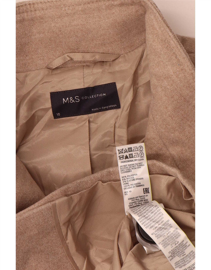 Женское пальто Marks & Spencer UK 10, маленькое бежевое из полиэстера
