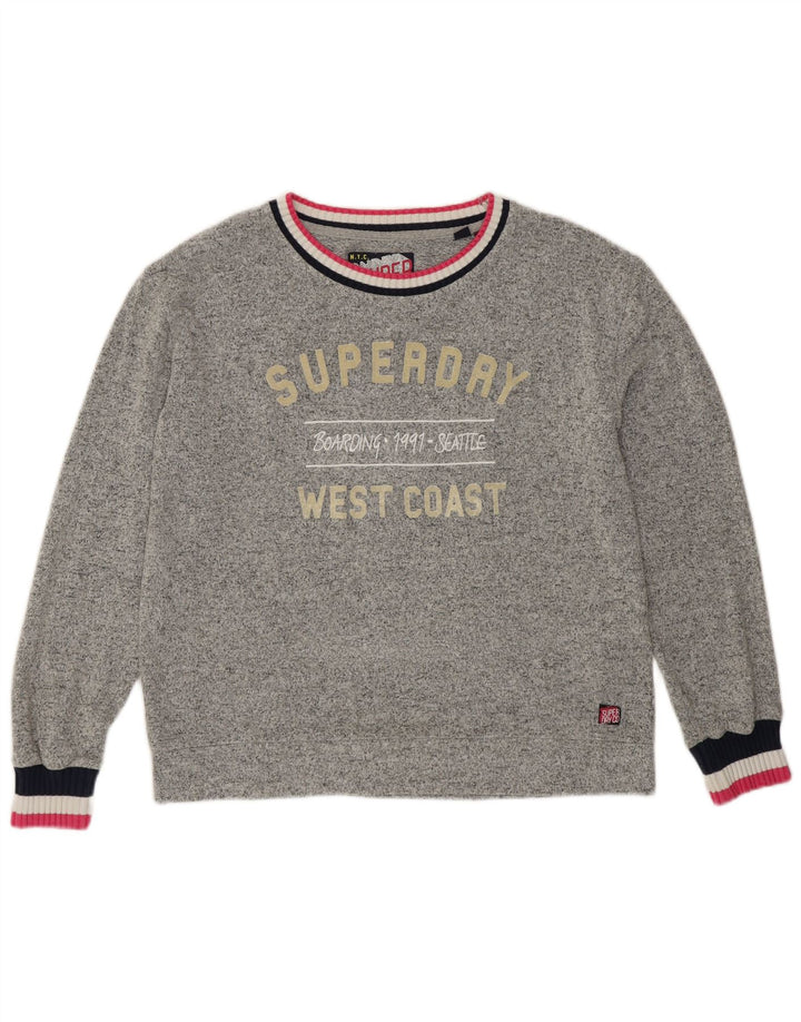 SUPERDRY Женский свитер с рисунком UK 12 Средний Серый Вискоза