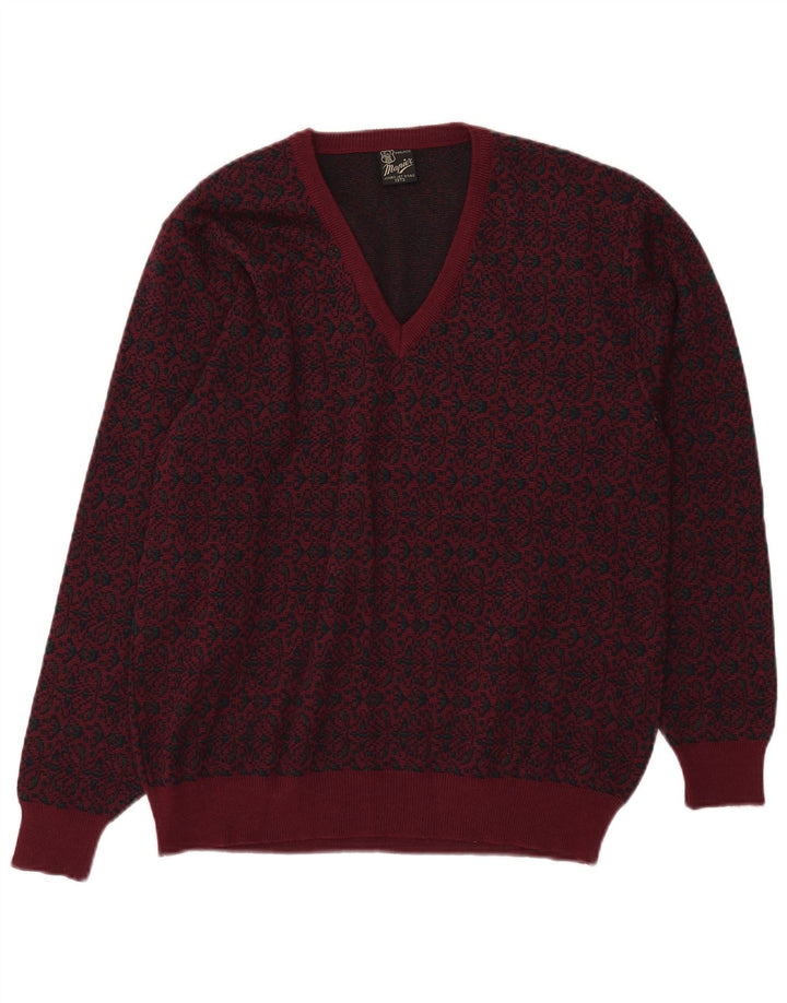 Мужской джемпер Mapier с v-образным вырезом, средний бордовый, шерсть Fair Isle
