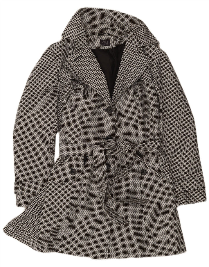 Женский тренч Marks & Spencer UK 18 XL, черный полиэстер с геометрическим рисунком
