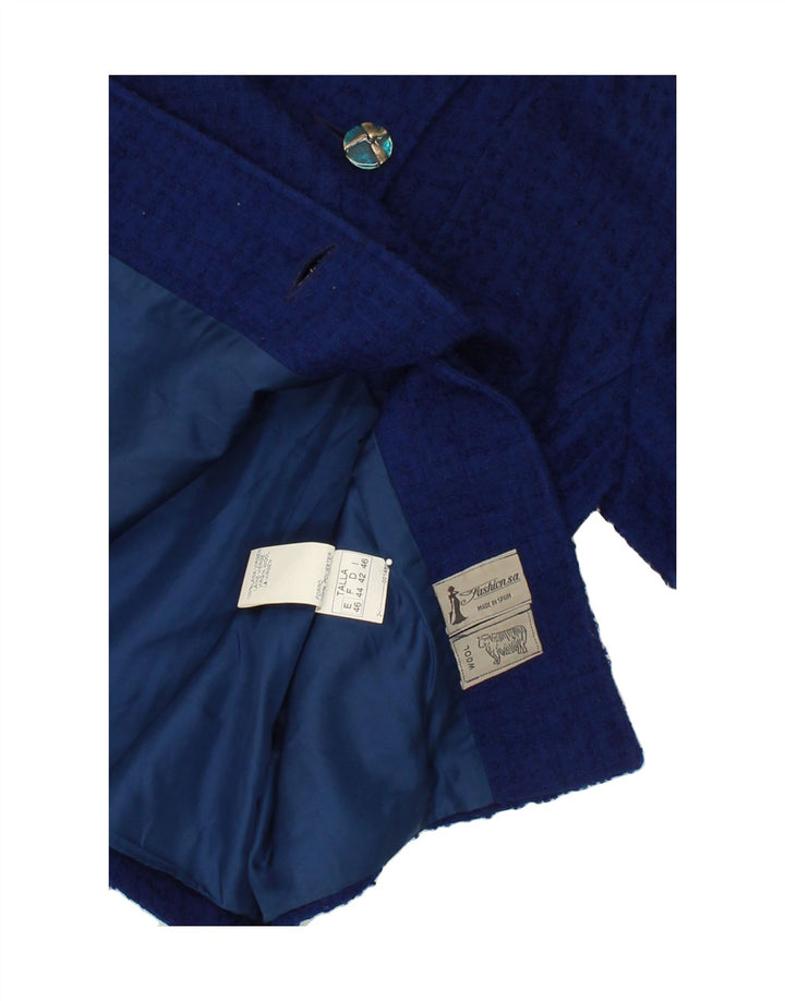 VINTAGE Womens 4 Button Blazer Jacket IT 46 Large Blue Wool Vintage Vintage and Second-Hand Vintage from Messina Hembry 