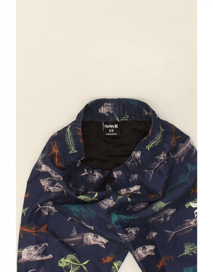 HURLEY Boys Graphic Sport Shorts 5-6 Years Navy Blue Polyester Fish Vintage Hurley and Second-Hand Hurley from Messina Hembry 