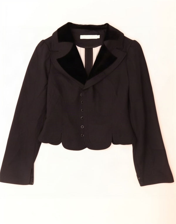 Женский пиджак All Saints UK 12, средний черный, шерстяной с цветными блоками