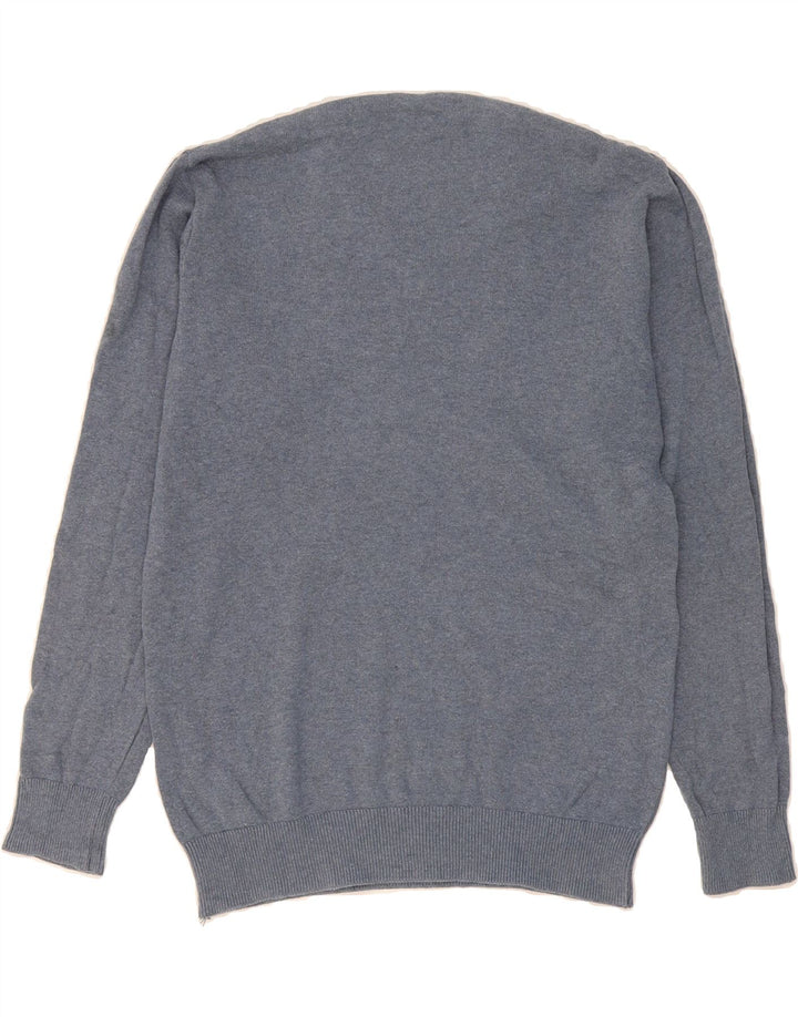 BENETTON Mens V-Neck Jumper Sweater Large Blue Cotton Vintage Benetton and Second-Hand Benetton from Messina Hembry 