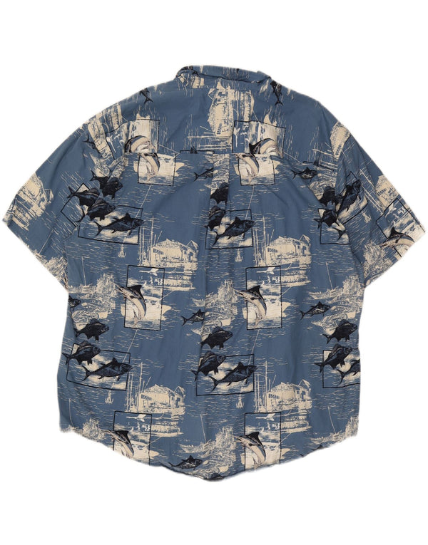 Мужская рубашка Puritan с коротким рукавом и рисунком, 2XL, синяя, хлопок