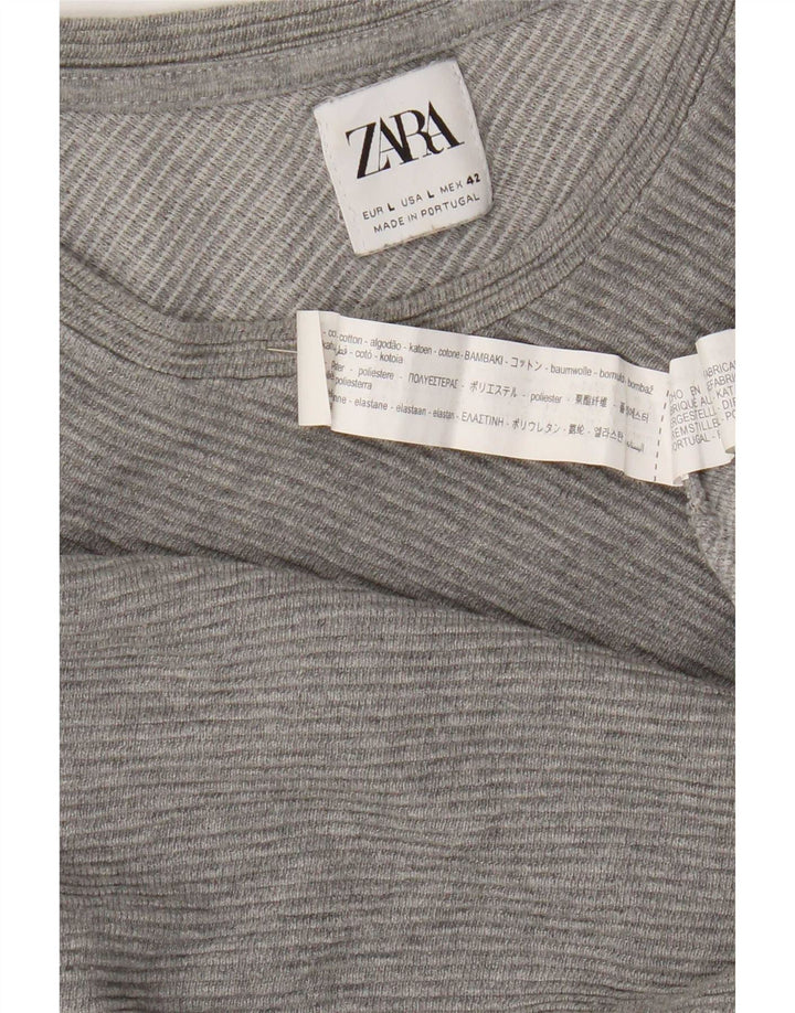 Мужской топ Zara с длинным рукавом, большой серый хлопок