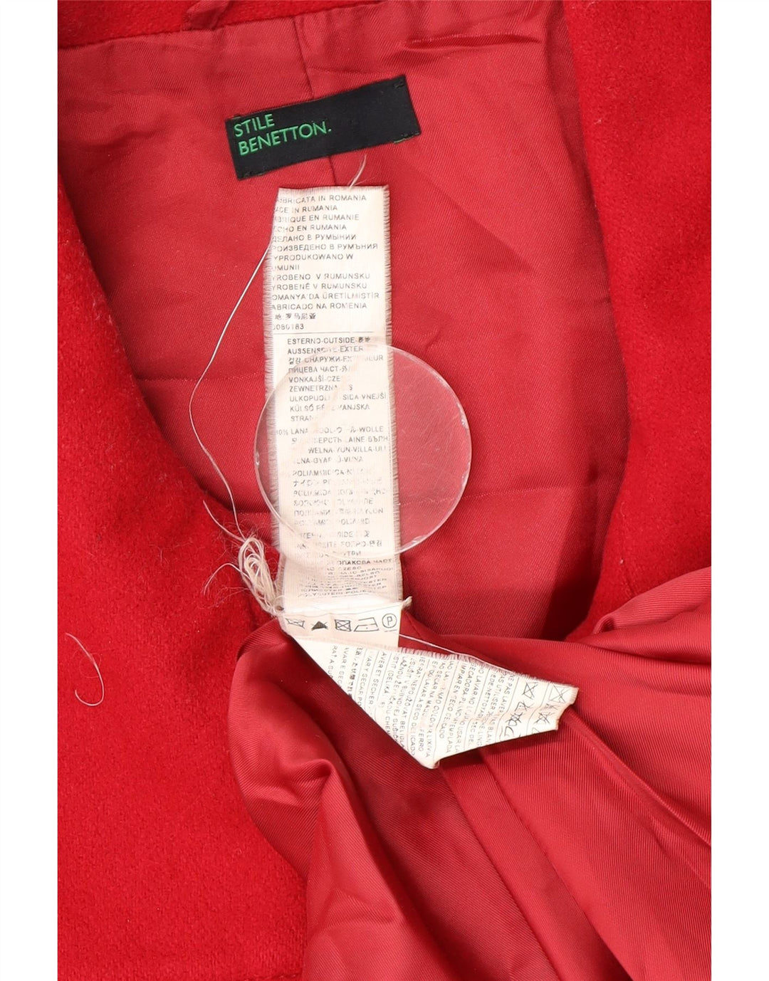 Женское двубортное пальто Benetton UK 14, средний красный, шерсть