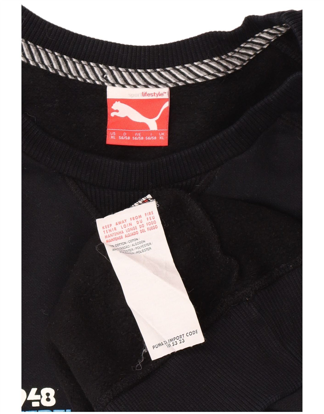 Мужской свитшот с рисунком PUMA XL, черный хлопок