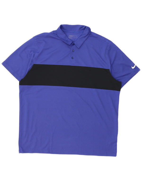 Мужская рубашка-поло Nike Dri Fit Standard 2XL, фиолетовая, полиэстер с цветными блоками