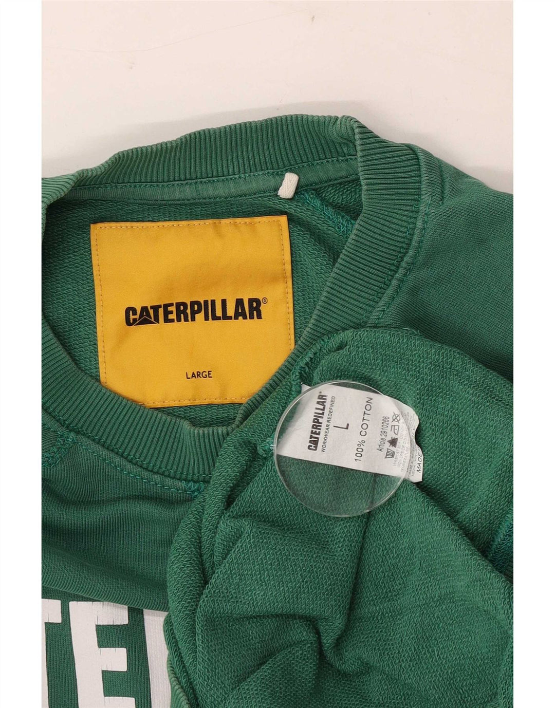 Мужской свитшот с рисунком Caterpillar, большой зеленый хлопковый джемпер