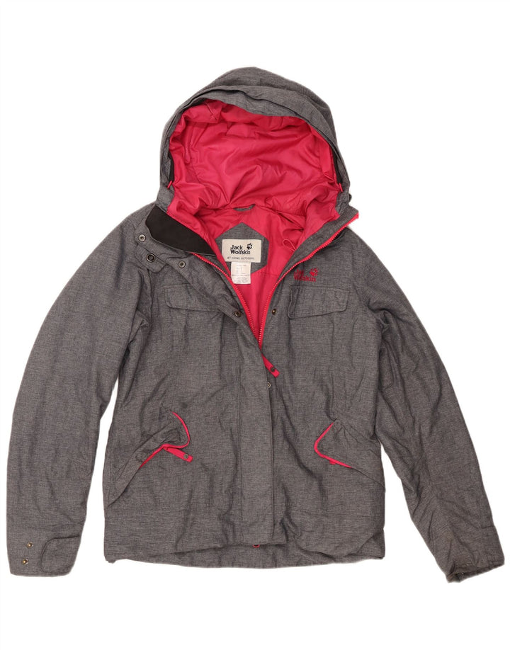 Женская ветровка с капюшоном Jack Wolfskin UK 10, маленький серый полиэстер