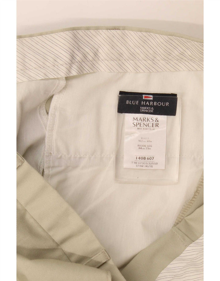 Мужские прямые костюмные брюки Marks & Spencer Blue Harbour W40 L33 бежевые
