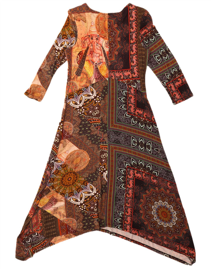 Женское платье макси с рукавом 3/4 Desigual UK 14, большое разноцветное вискоза