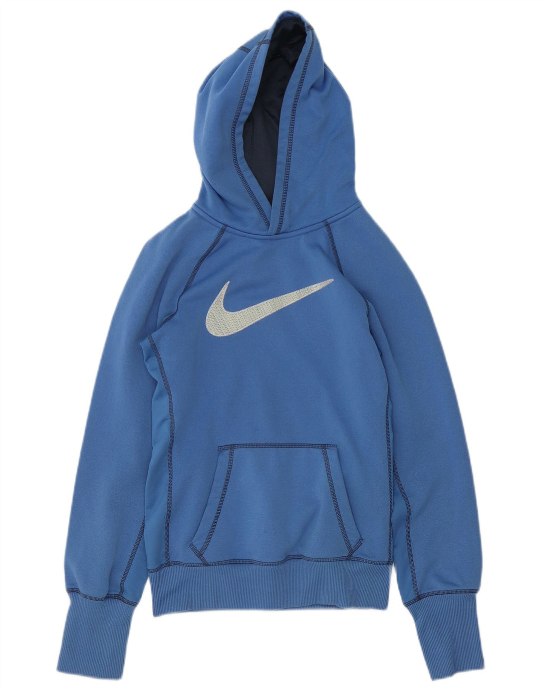 Женский джемпер с капюшоном с графическим рисунком Nike UK 10, маленький синий, полиэстер