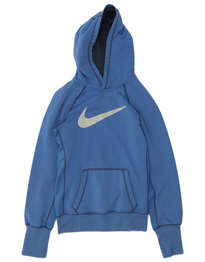 Женский джемпер с капюшоном с графическим рисунком Nike UK 10, маленький синий, полиэстер