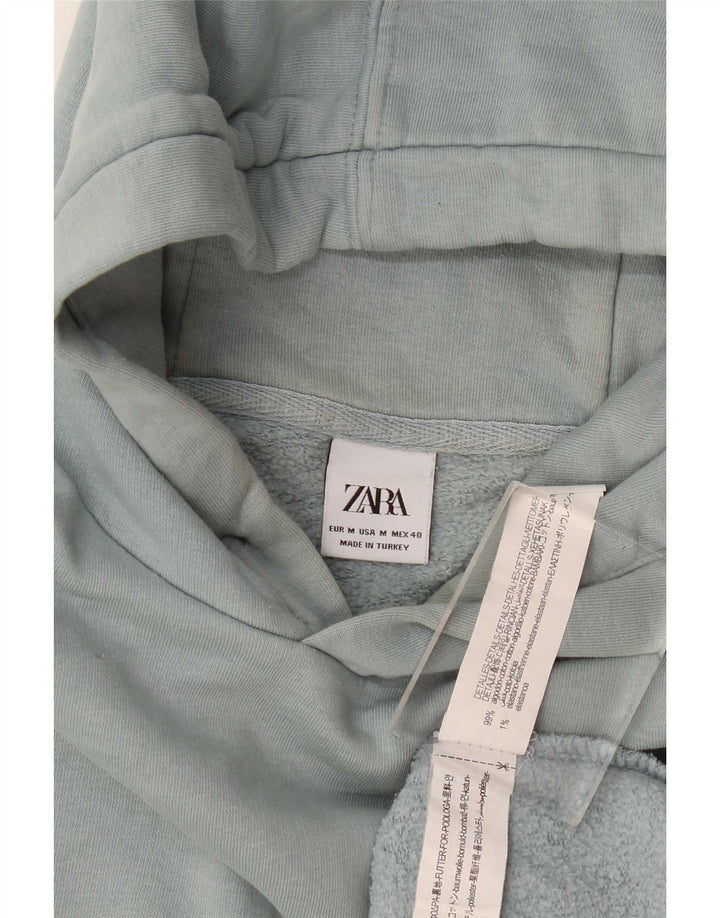 Мужской джемпер с капюшоном Zara среднего синего цвета, хлопок