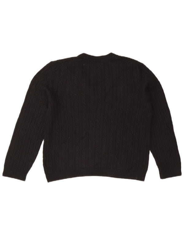 TOMMY HILFIGER Женский джемпер с v-образным вырезом UK 14, средний черный нейлон