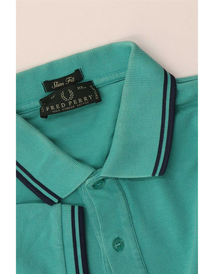 Мужская рубашка-поло приталенного кроя Fred Perry, большой бирюзовый хлопок