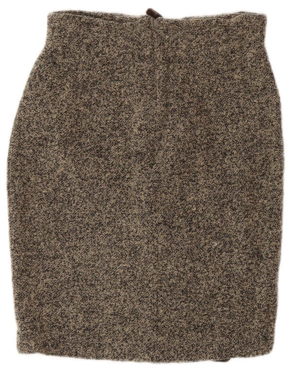 Женская мини-юбка-карандаш с высокой талией Marella UK 12 Medium W24 Коричневая в крапинку