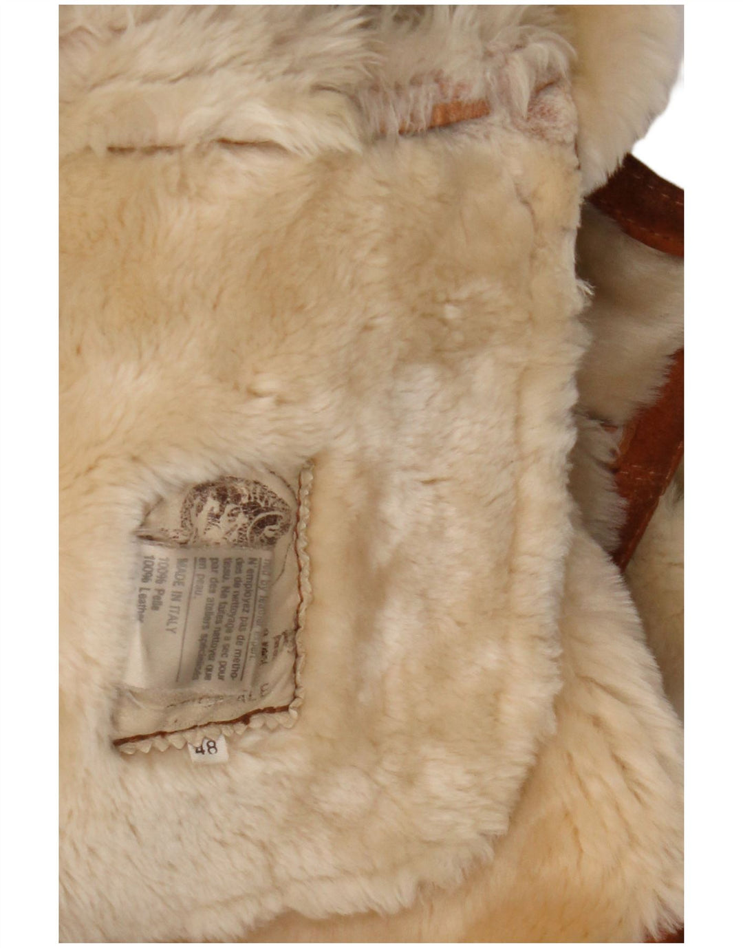 Винтажная женская дубленка свободного кроя IT 48 XL Коричневая кожа