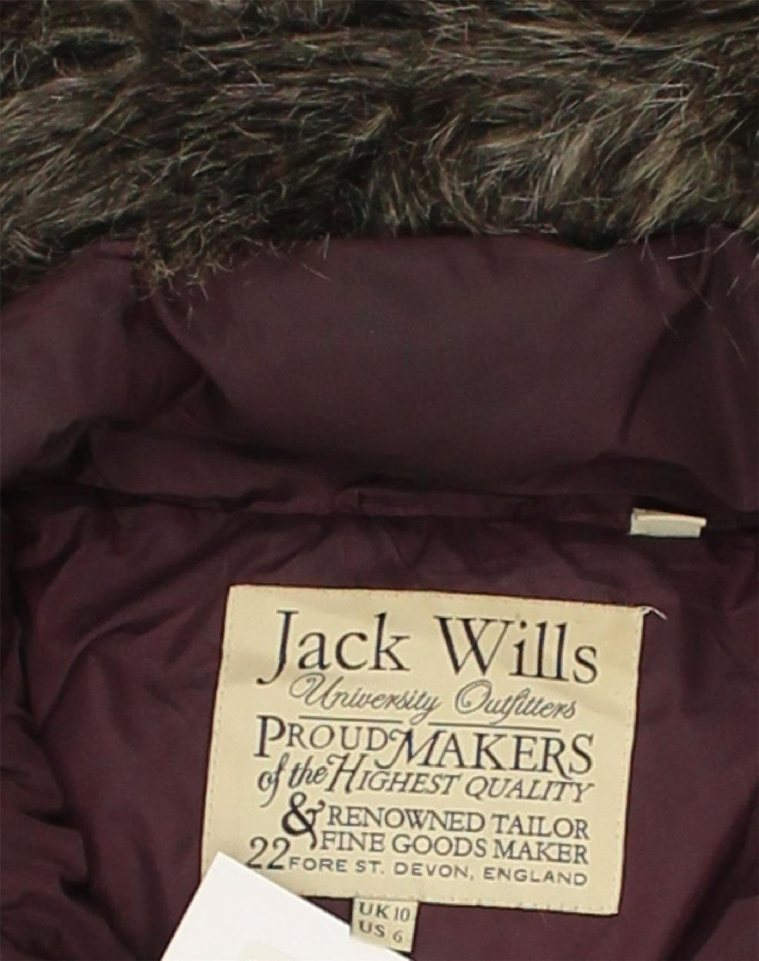 JACK WILLS Womens Hooded Padded Coat UK 10 Small  Purple Polyester | Vintage Jack Wills | Thrift | Second-Hand Jack Wills | Used Clothing | Messina Hembry 