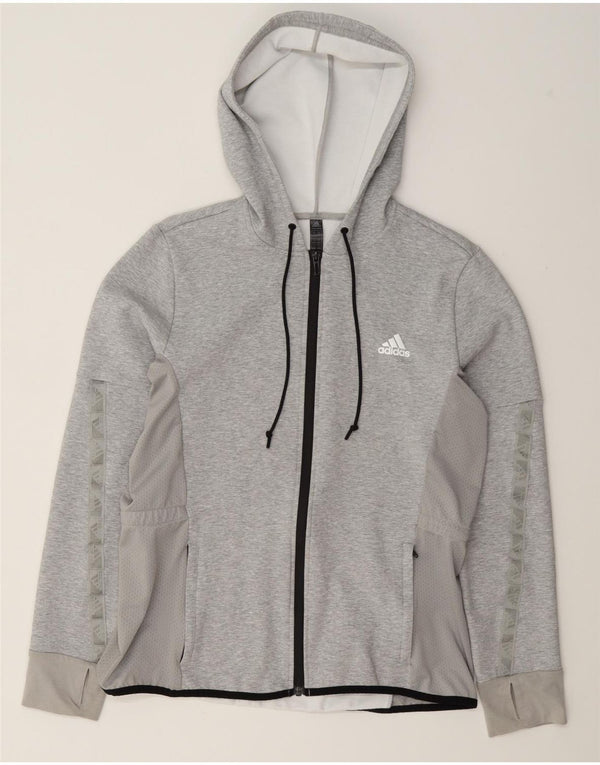 Женский свитер с капюшоном на молнии Adidas UK 16/18, большой серый хлопок
