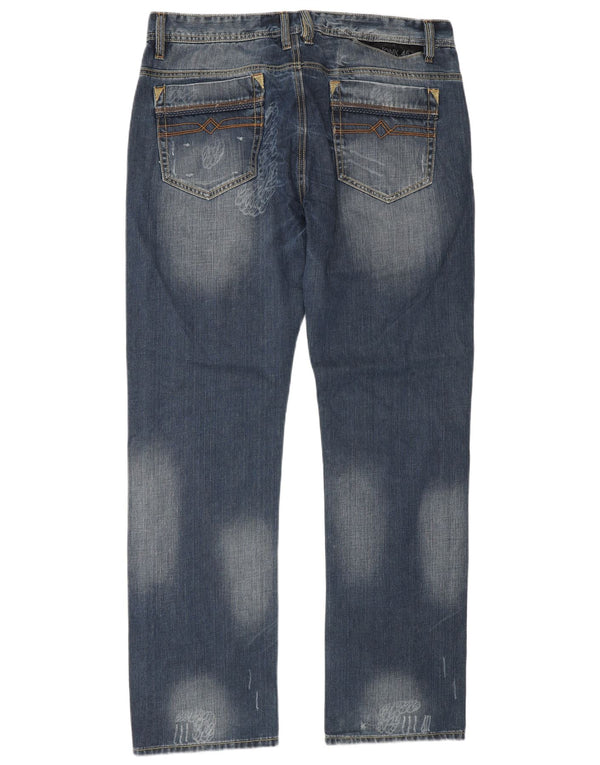 Винтажные мужские потертые прямые джинсы IT 54 2XL W36 L34 Синий хлопок