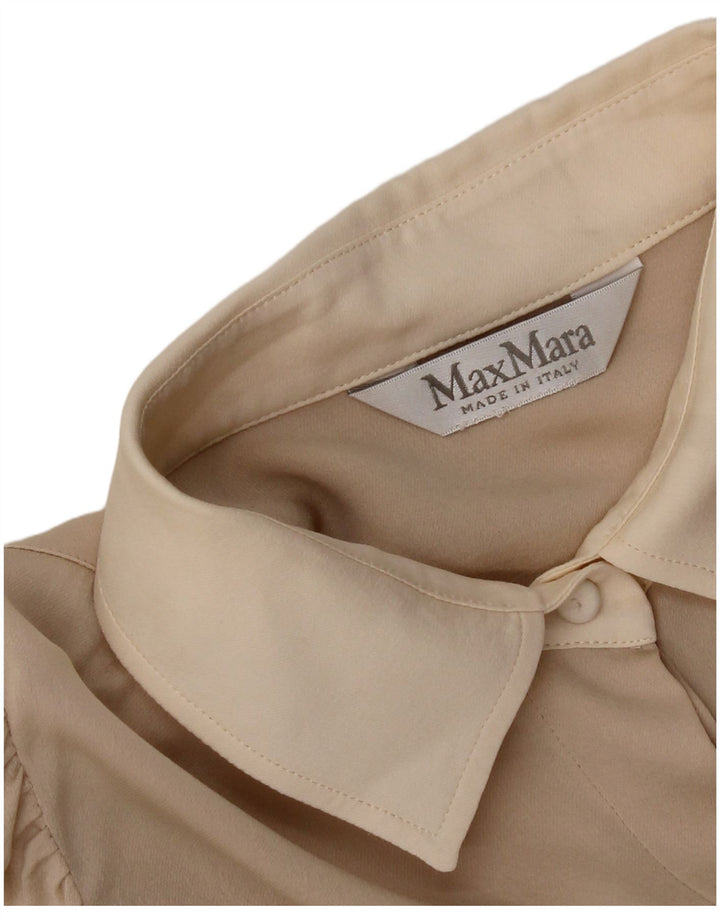 Женская блузка-рубашка Max Mara UK 10, маленькая, бежевая, цветной блок