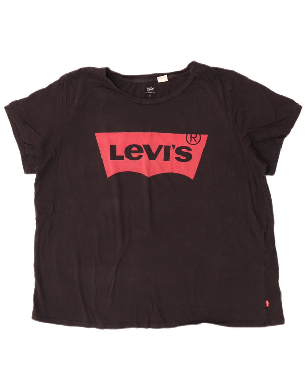 Женская футболка с рисунком Levi's Top UK 22 2XL, черный хлопок
