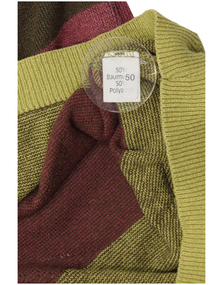 Мужской свитер VINTAGE с круглым вырезом IT 50, средний зеленый с геометрическим узором