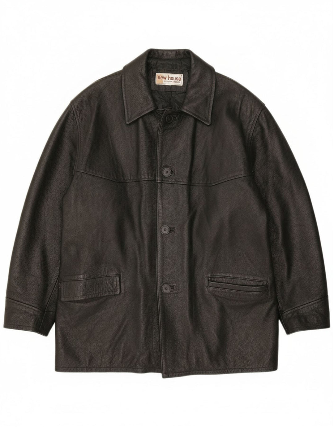 Винтажная мужская кожаная куртка UK 40, большая черная кожаная