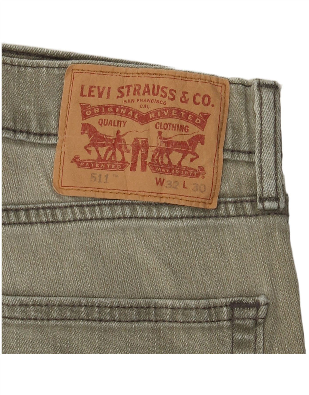 Мужские джинсы LEVI'S 511 Slim W32 L30 Хаки Хлопок